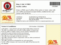 免費 -- Pacific Coffee 買一送一 coupon